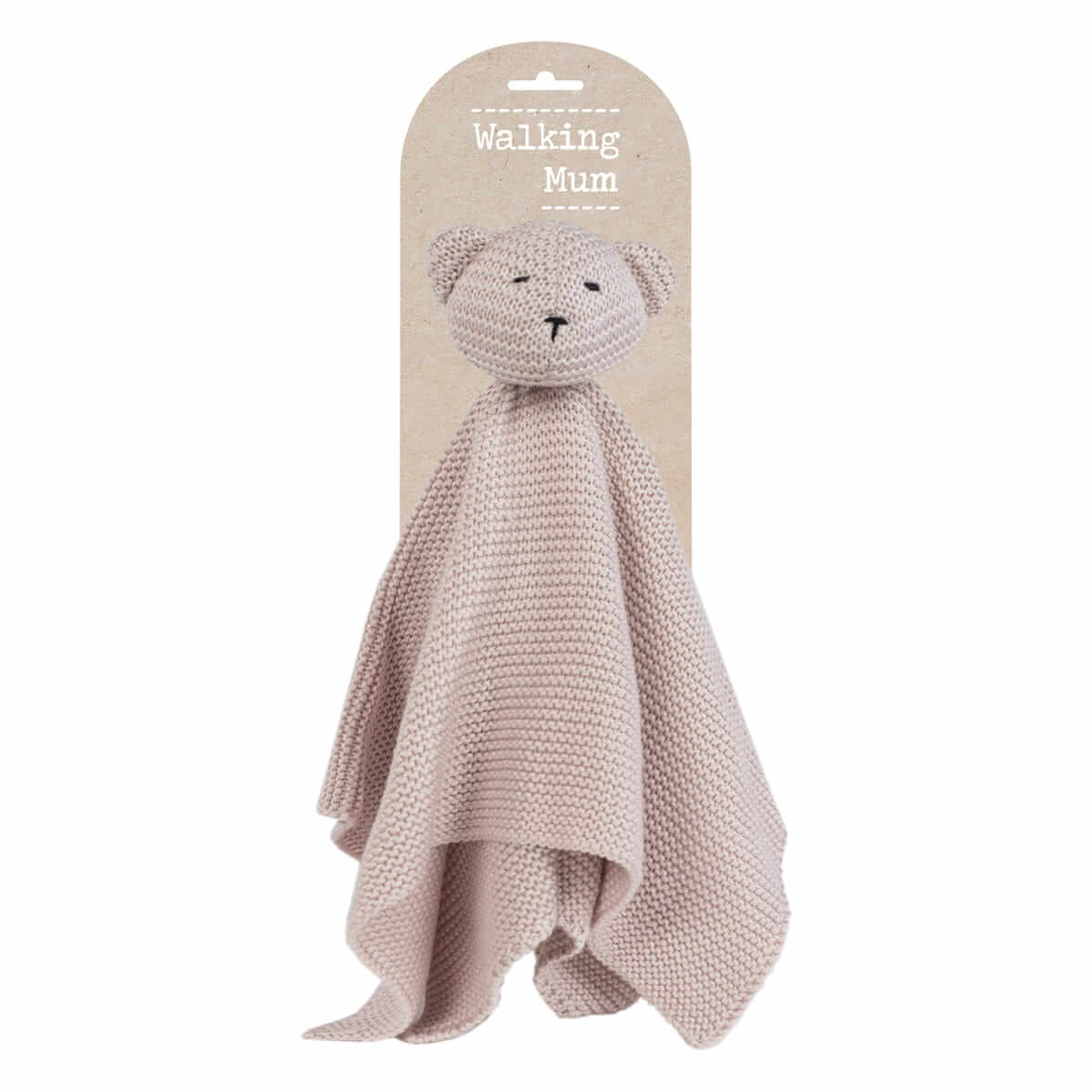 Walking Mum Knitted Bear Doudou PINK