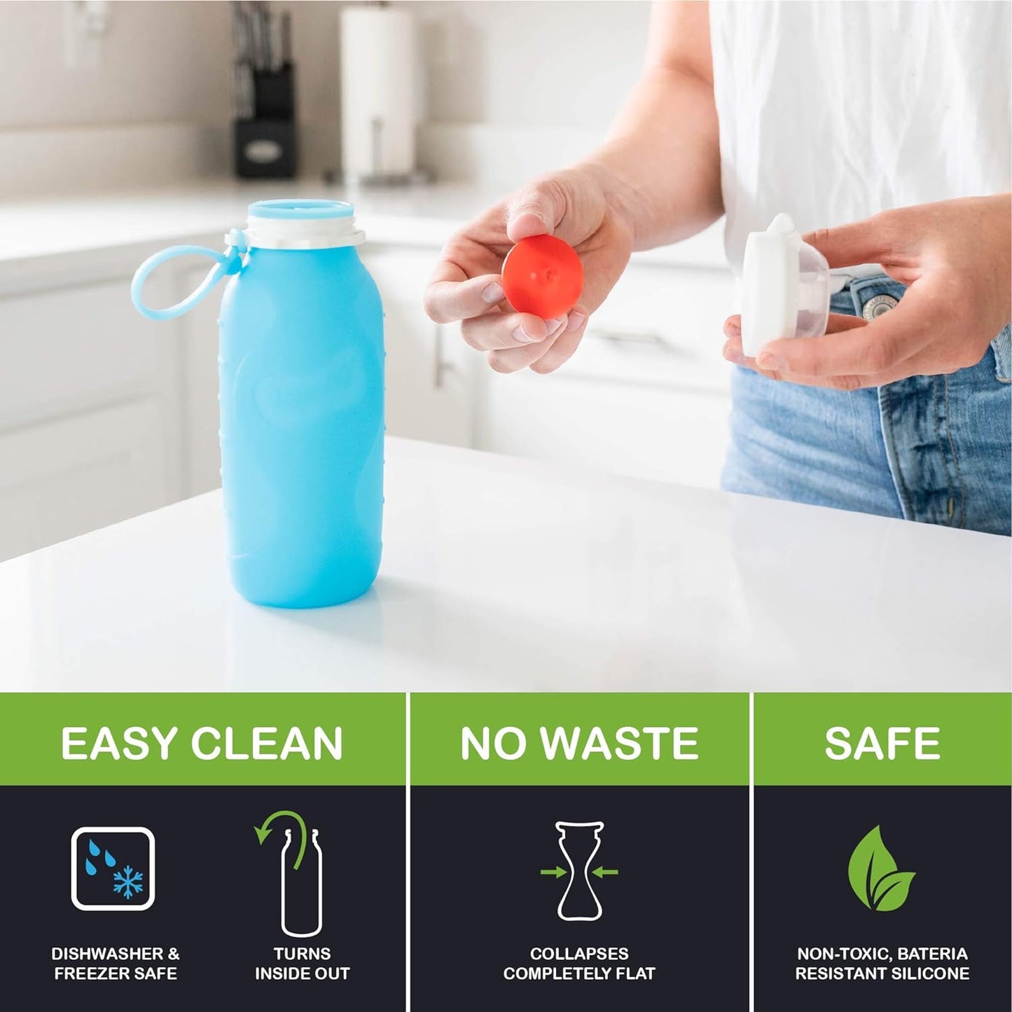 Squeasy Gear Sport, 480ml - Foldable drinking bottle