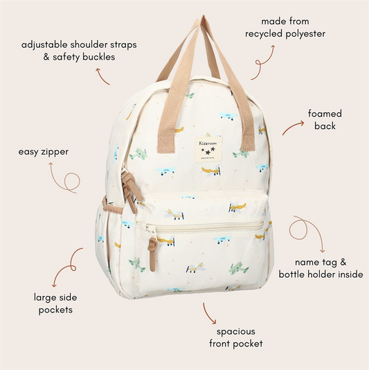 Backpack Small Talk - Beige Planes