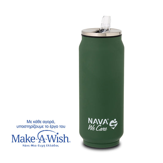 Stainless steel insulated travel mug with silicone straw - Green 500ml