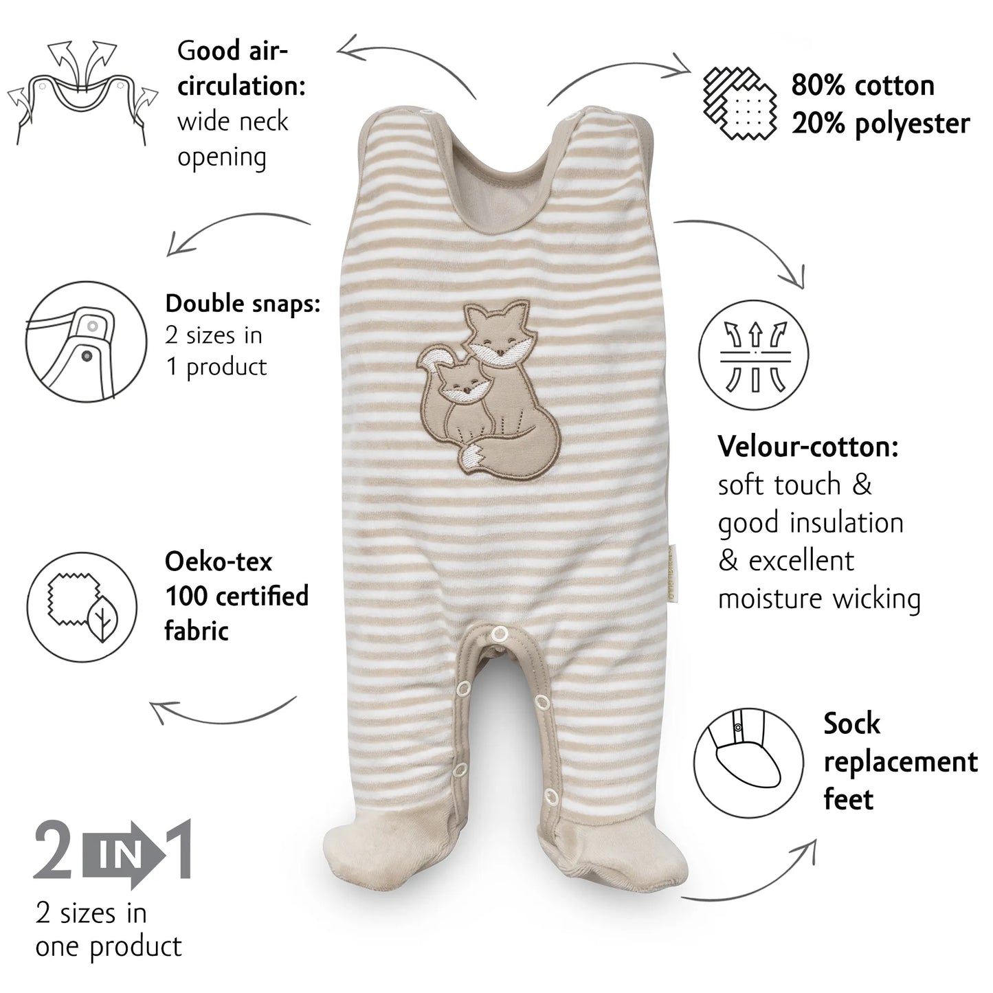 Organic Sleeveless Velour Bodysuit - Stripes
