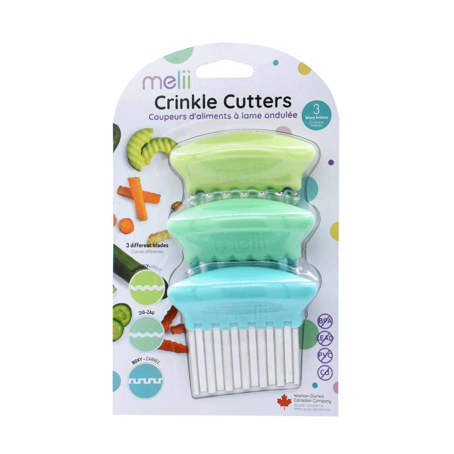 Melii Crinkle Cutters - Blue/Green/Mint