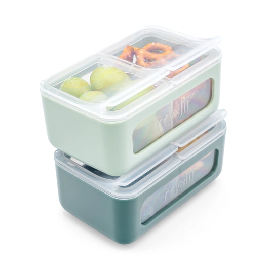 Melii Nano - 2 Compartment Snack Box 2 Pack - Sage/Fern