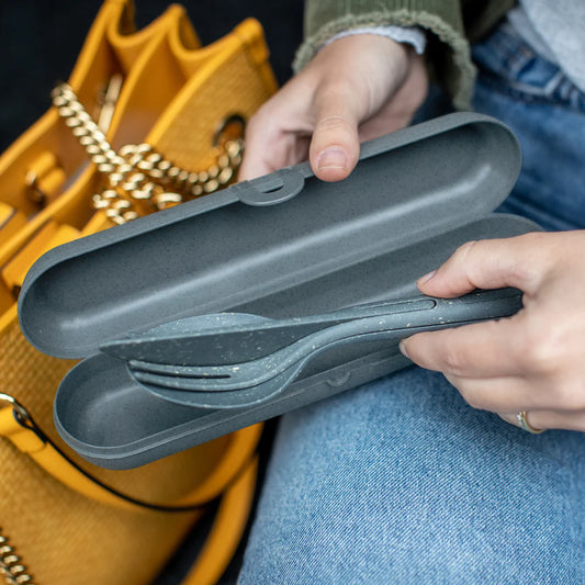 Cutlery Set with Case KLIKK READY - Ash Grey