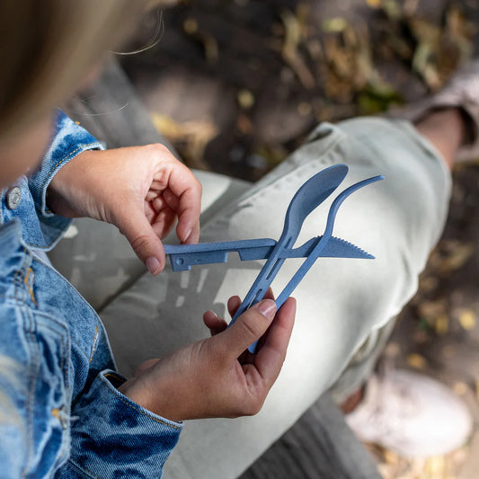 Cutlery Set 3 piece KLIKK POCKET - Flower Blue