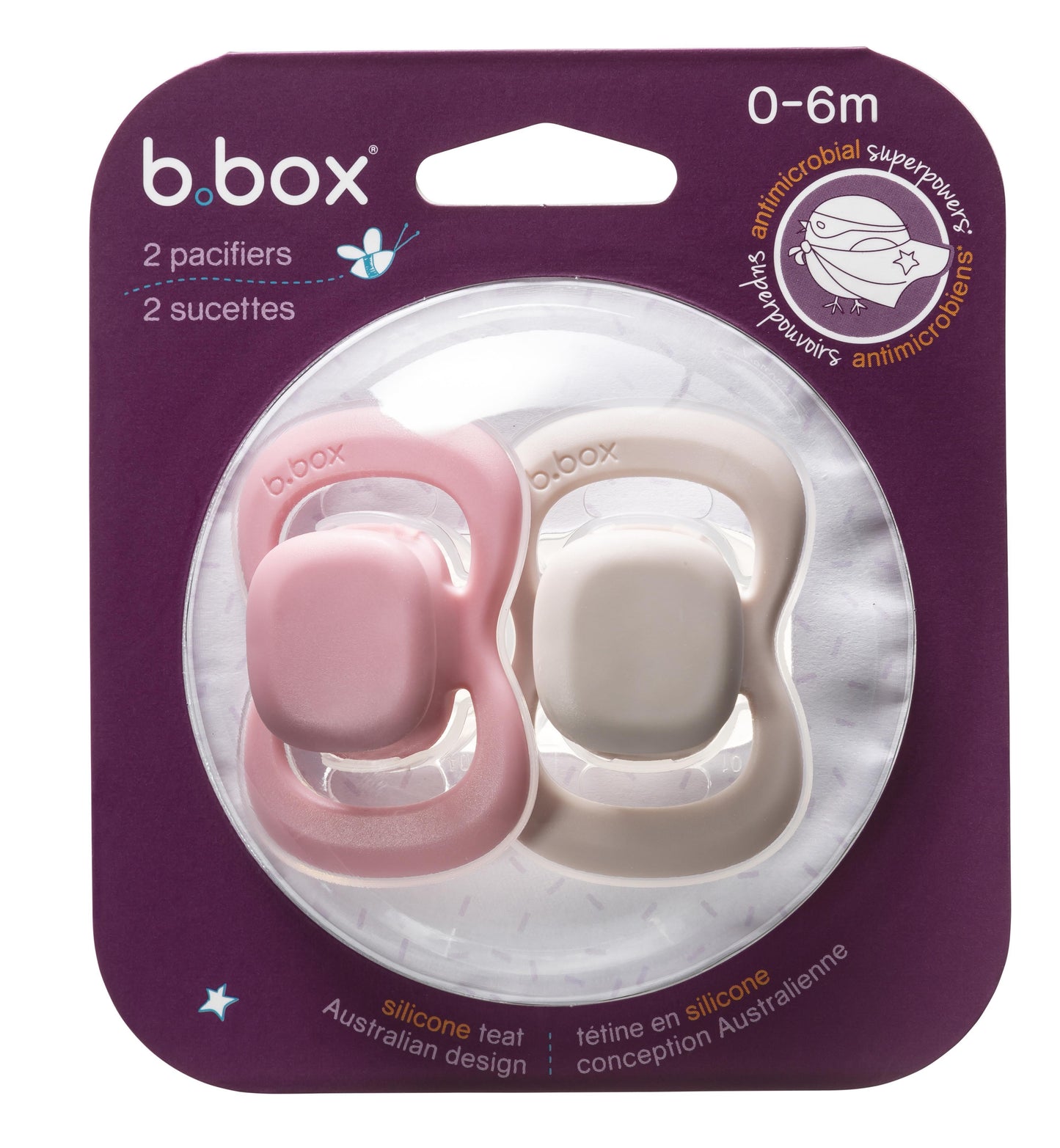 b.box Pacifier Duo Silicone - Berry+Blush