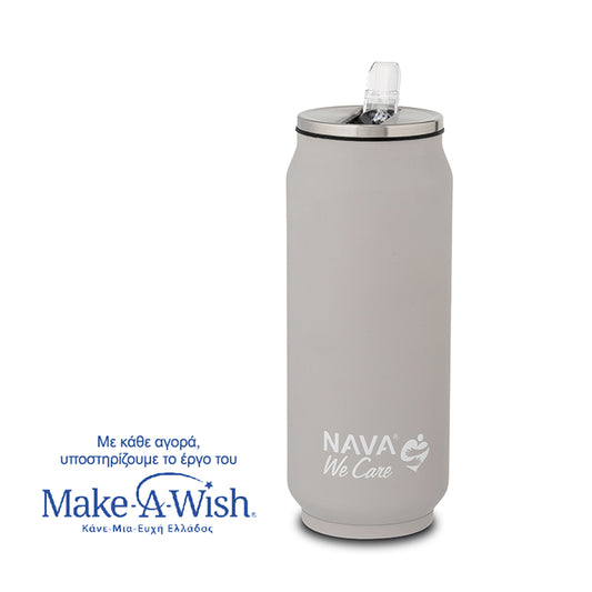 Stainless steel insulated travel mug with silicone straw - Grey 500ml