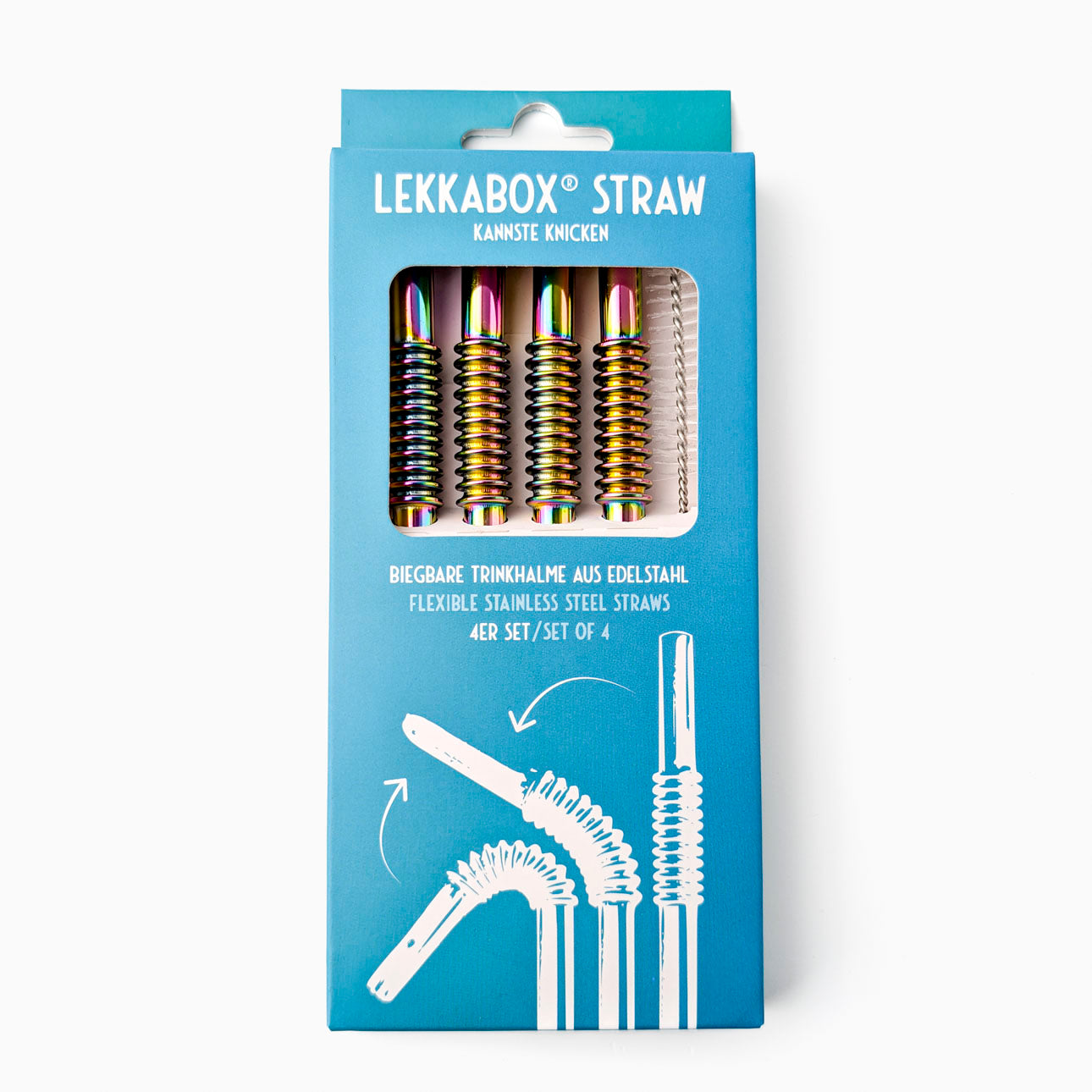 LEKKABOX Flexible Stainless Steel Straws 16cm