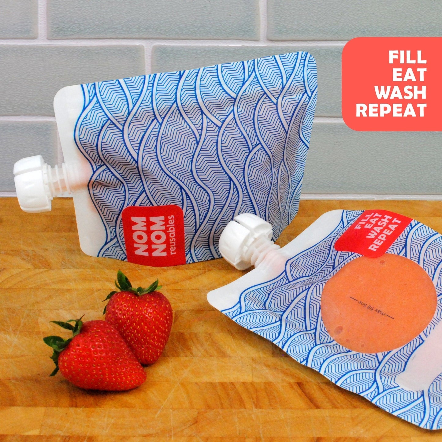 Nom-nom 4 WAVE reusable yogurt / smoothie pouches
