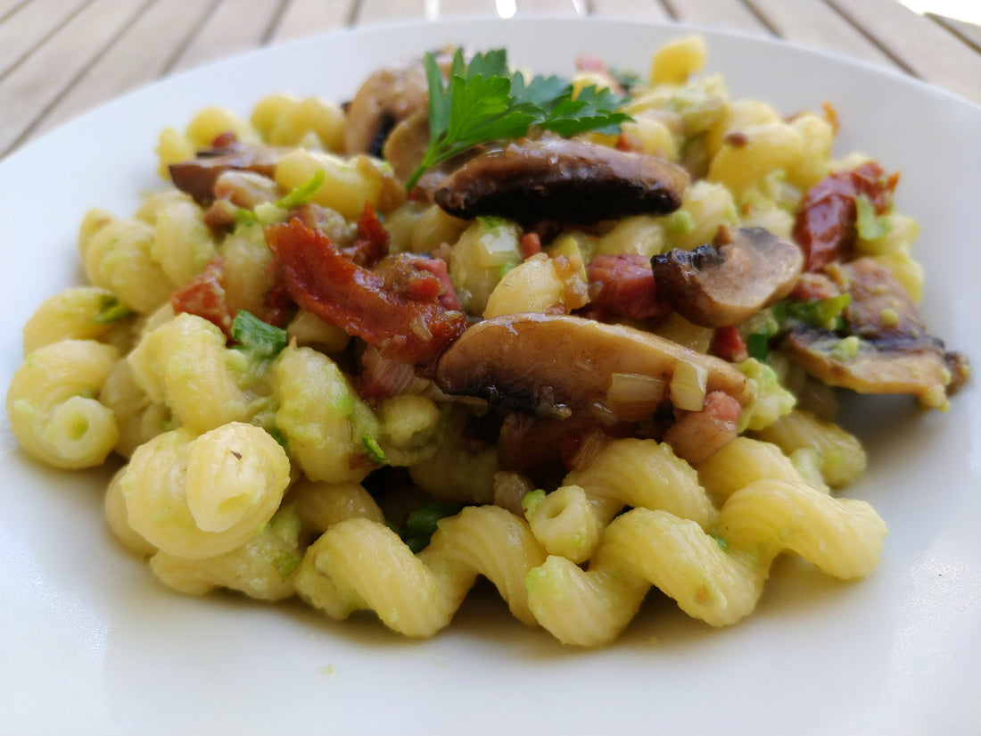 pasta avocado mushrooms