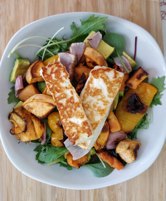 Warm Autumn Salad with Halloumi