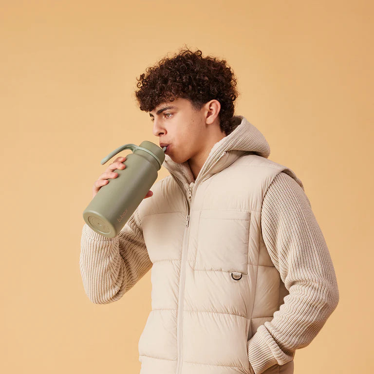 b.box Insulated Flip Top 1 Litre Bottle - Olive