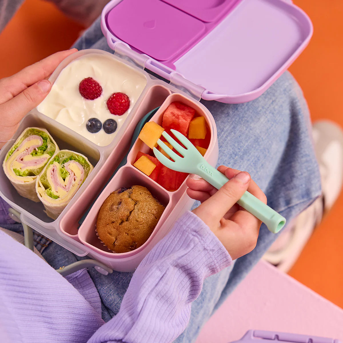 b.box silicone bento tray - mini lunchbox - berry