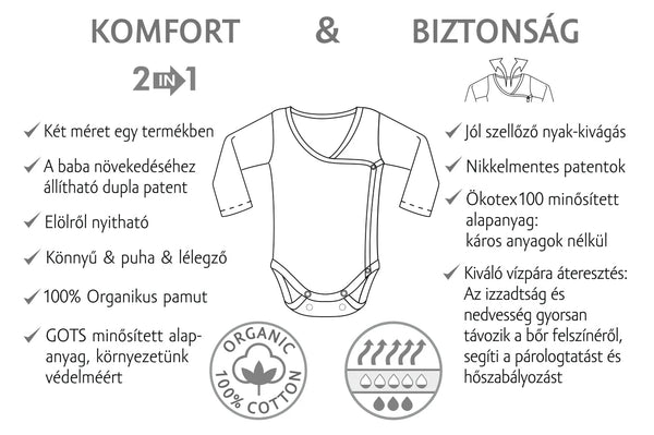 Organic Long Sleeve Kimono Bodysuit - Full Print