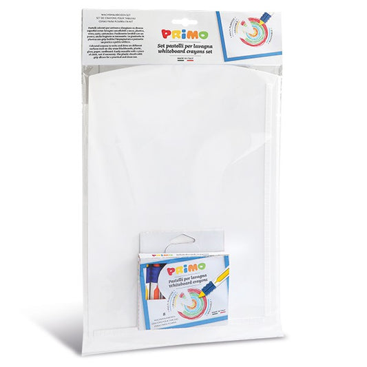Primo Whiteboard + Drywipe Wax Crayons x8 Set