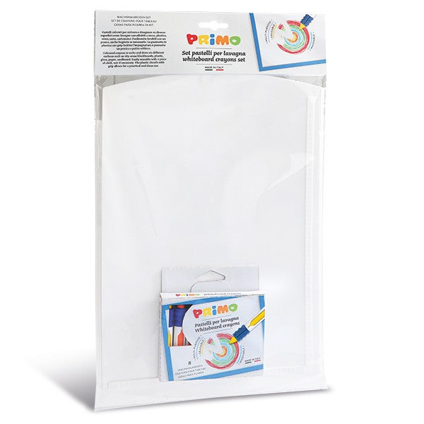 Primo Whiteboard + Drywipe Wax Crayons x8 Set