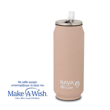 Stainless steel insulated travel mug with silicone straw - Pink 500ml