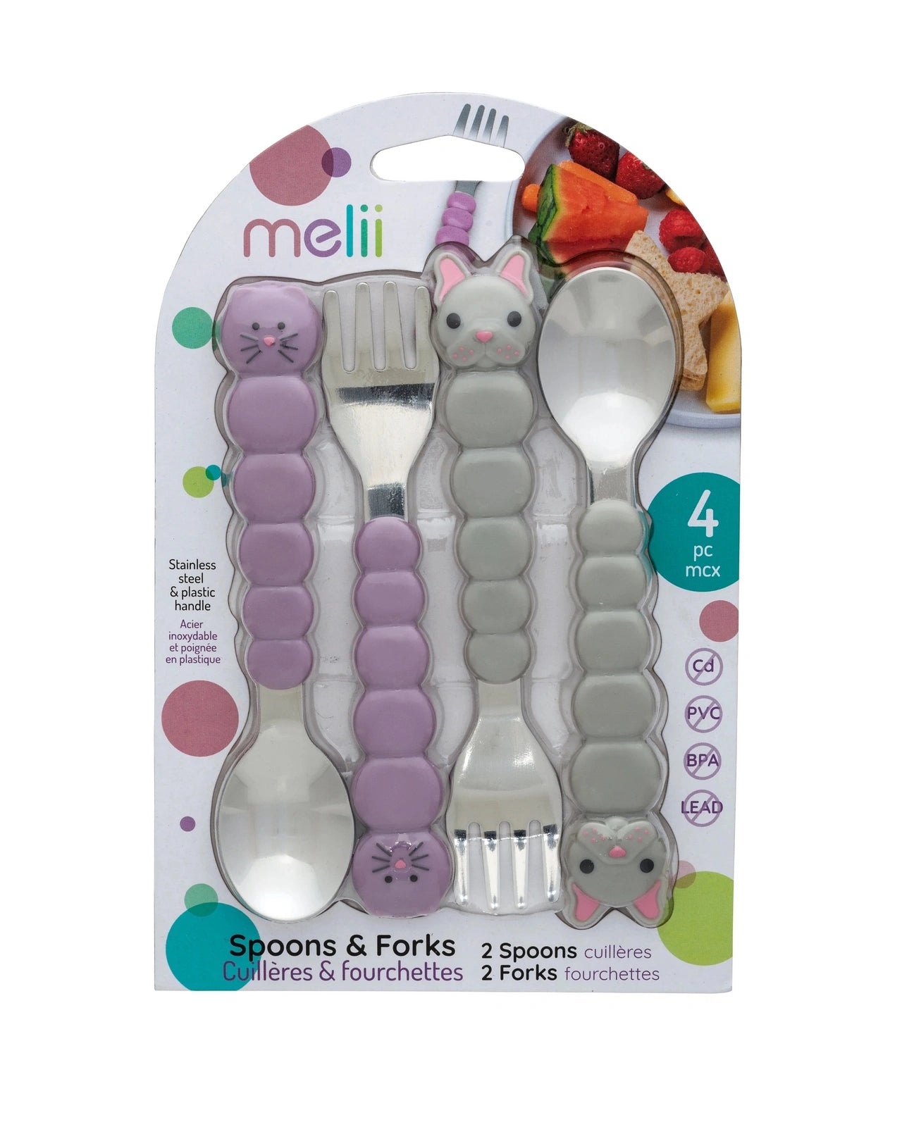 Melii Animal Utensil Set - Cat/Bulldog
