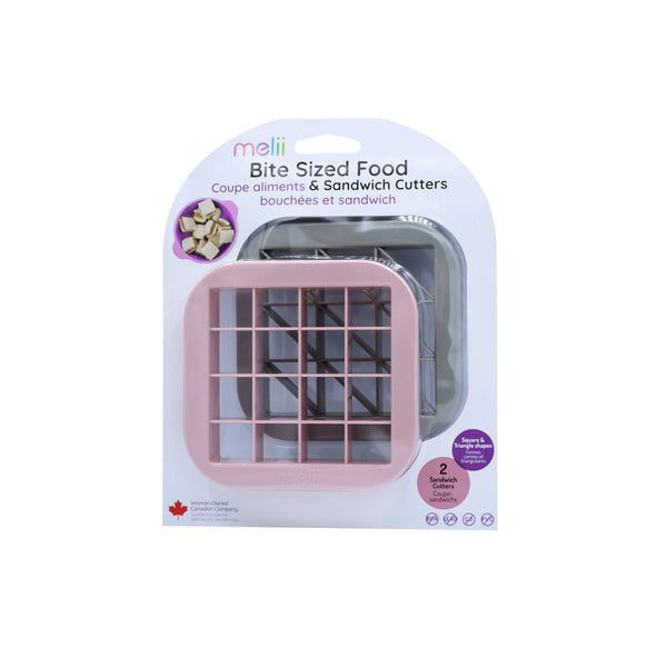 Melii Bite Sized Sandwich Cutter 2 Pack - Pink/Grey