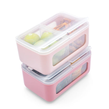 Melii Nano - 2 Compartment Snack Box 2 Pack - Blush/Berry