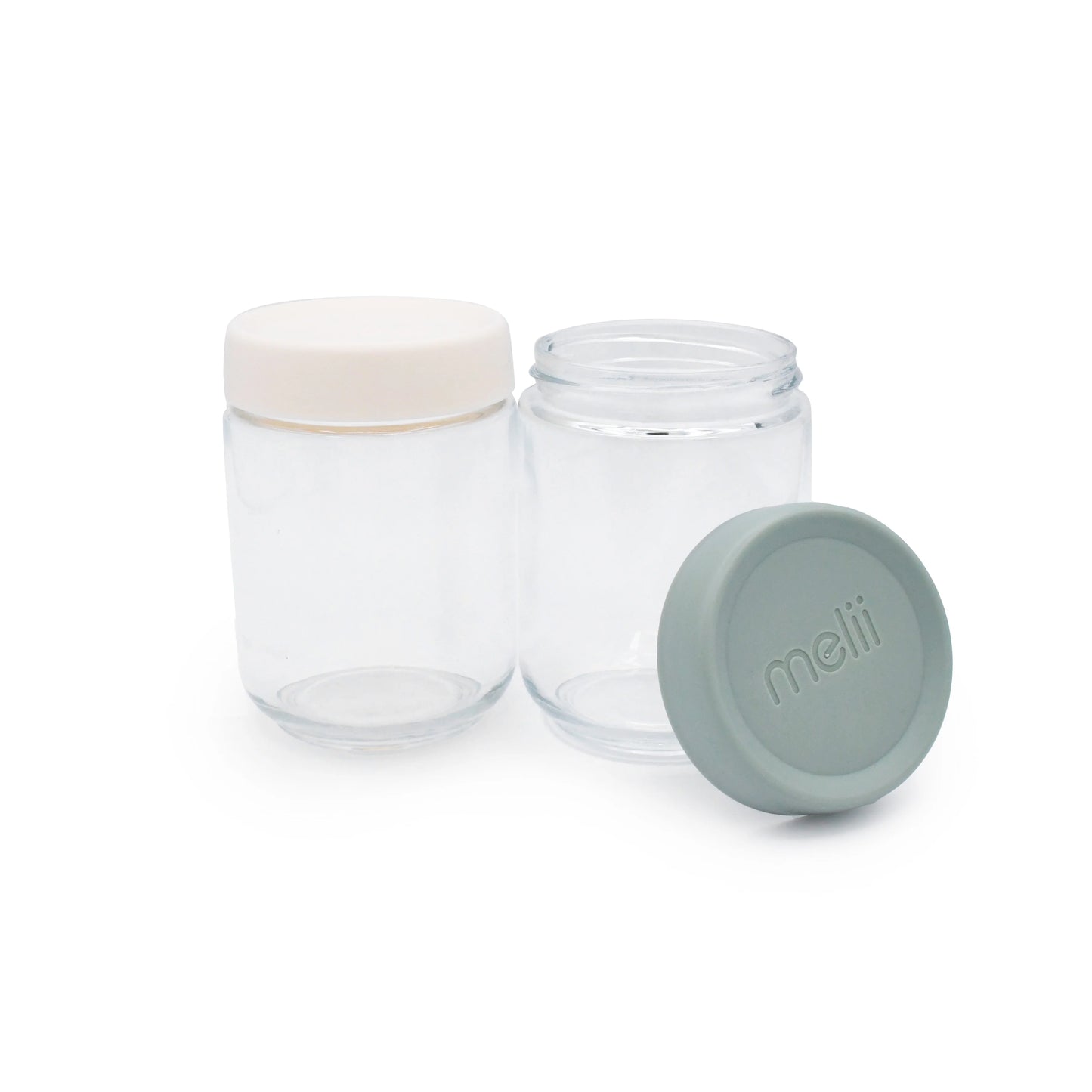 Melii Glass Overnight Oat Jars 2 pack (ivory/sage)