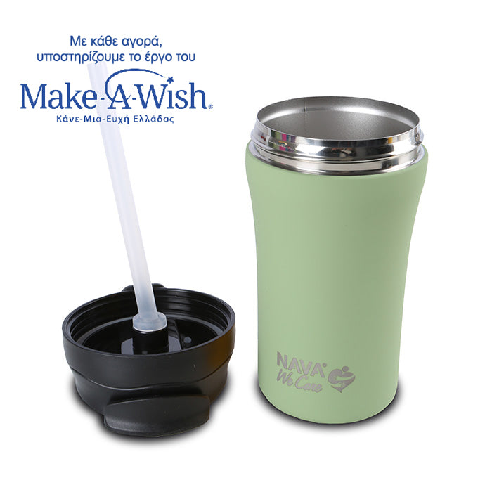 Stainless steel insulated travel mug hot and cold - Green 450ml