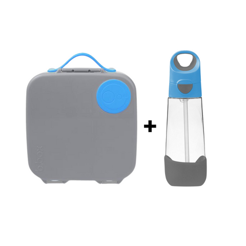 Blue Slate Lunchbox + 600ml Tritan Straw Bottle