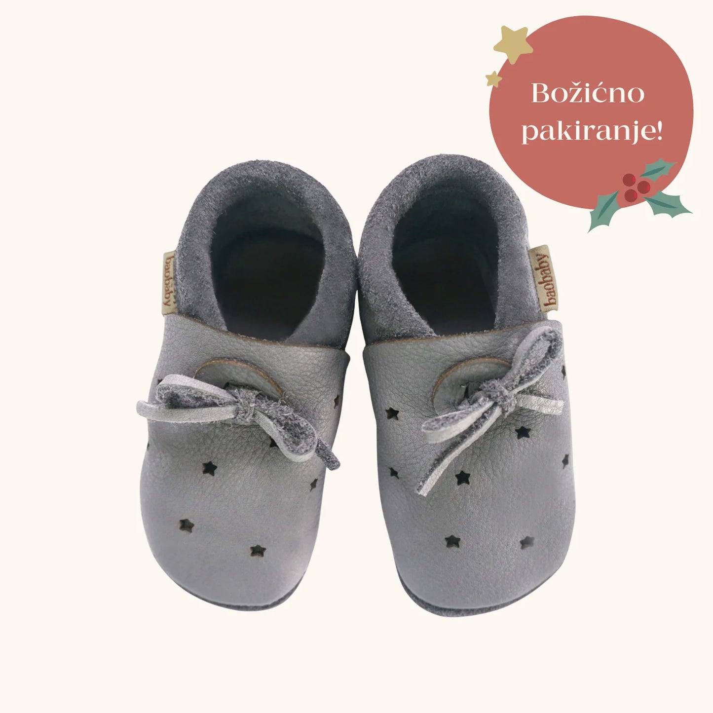 Baobaby soft sole baby shoes - Sandals Stars Grey