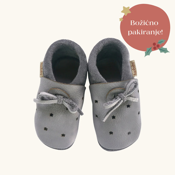 Baobaby soft sole baby shoes - Sandals Stars Grey