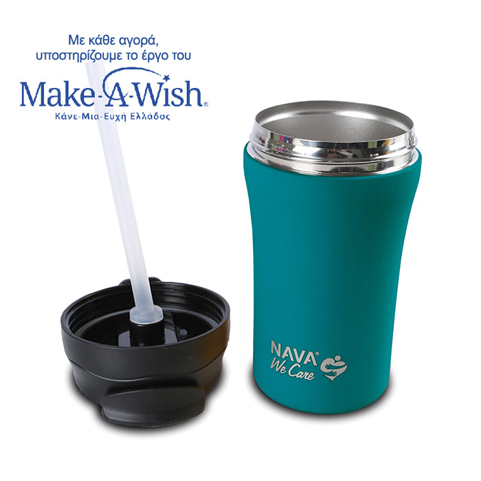 Stainless steel insulated travel mug hot and cold - Petrol Blue 450ml