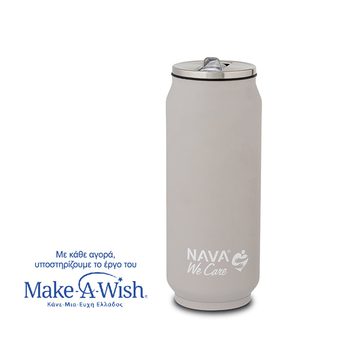 Stainless steel insulated travel mug with silicone straw - Grey 500ml