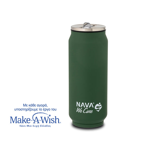 Stainless steel insulated travel mug with silicone straw - Green 500ml