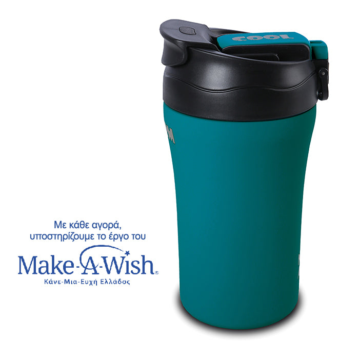 Stainless steel insulated travel mug hot and cold - Petrol Blue 450ml