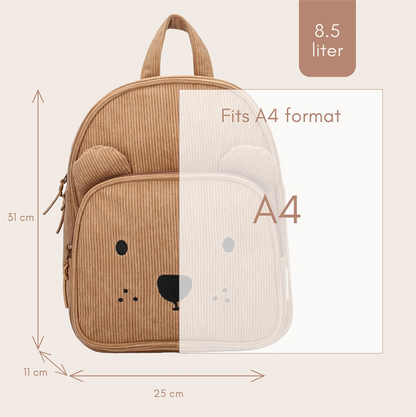 Backpack Beary Excited - Brown Corduroy