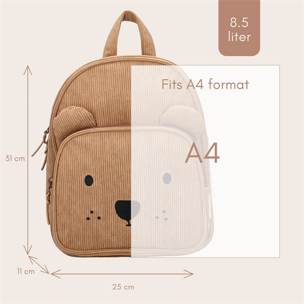 Backpack Beary Excited - Brown Corduroy