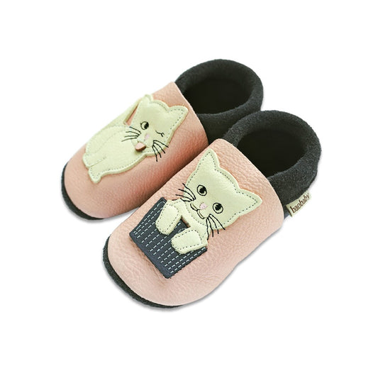 Baobaby soft sole baby shoes - Cat’s Kiss pink
