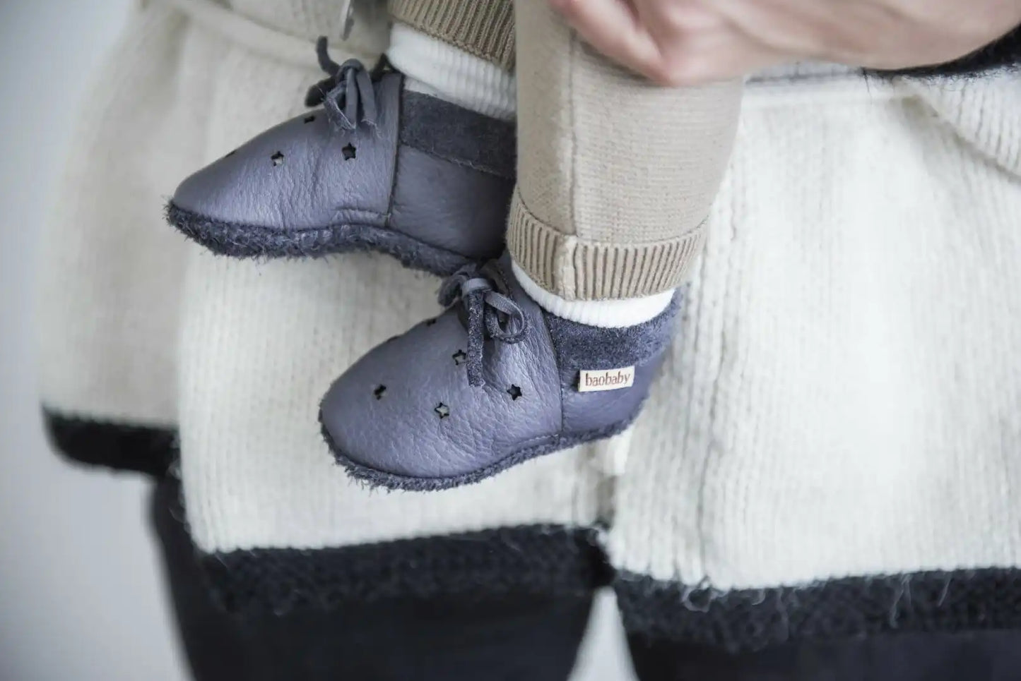 Baobaby soft sole baby shoes - Sandals Stars Grey