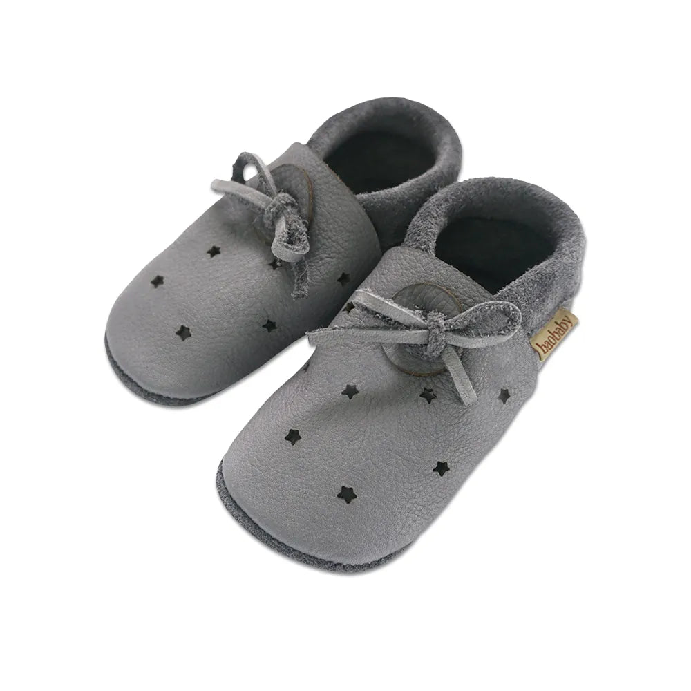 Baobaby soft sole baby shoes - Sandals Stars Grey