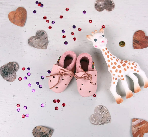 Baobaby soft sole baby shoes - Sandals Stars Pink