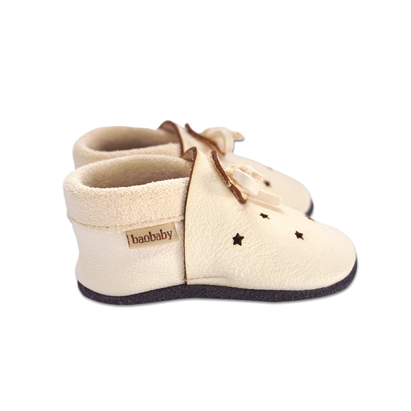 Baobaby soft sole baby shoes - Sandals Stars White