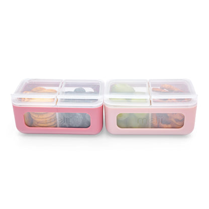 Melii Nano - 2 Compartment Snack Box 2 Pack - Blush/Berry