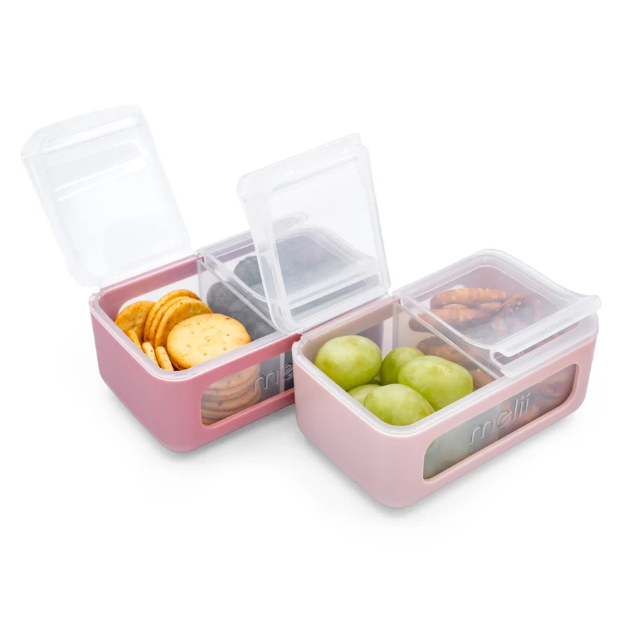 Melii Nano - 2 Compartment Snack Box 2 Pack - Blush/Berry