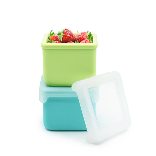 Melii Silicone Snack Containers - Blue/Lime