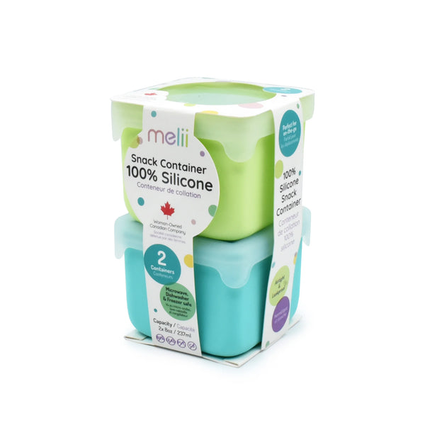 Melii Silicone Snack Containers - Blue/Lime