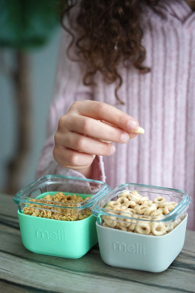 Melii Glass Containers with Silicone Sleeve - Blue Mint Lime