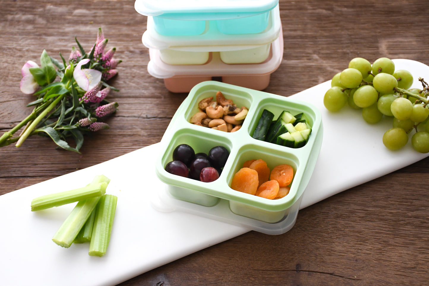 Melii 4-Compartment Meal Prep Containers - Fern/Ivory/Slate/Sage
