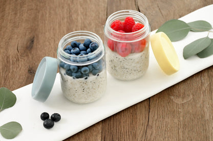 Melii Glass Overnight Oat Jars 4 pack (ivory, oat milk, sage, blush)