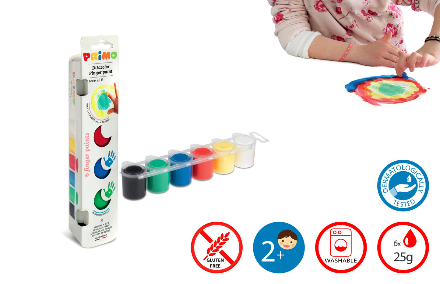 Primo Finger Paint Set - 6 pots 25ml