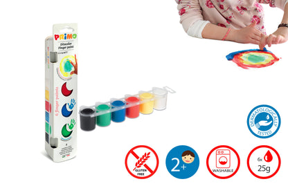 Primo Finger Paint Set - 6 pots 25ml
