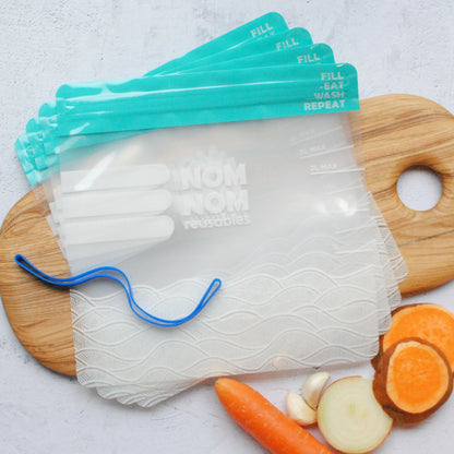 Nom Nom x4 WAVE reusable Freezer Bags